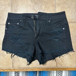American Eagle Hi-Rise Festival Shorts – Size 8 – Black Distressed Cutoffs